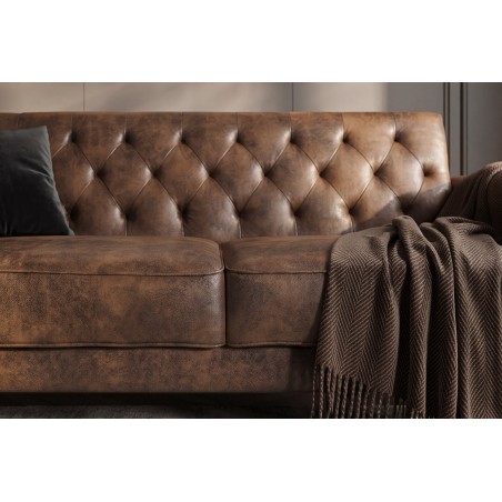 Canapé-lit 220cm microfibre marron - MAISON BELLE AFFAIRE