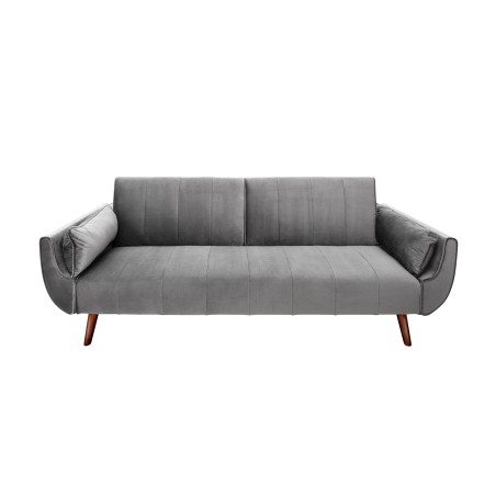 Canapé-lit DIVANI 215cm velours gris argenté