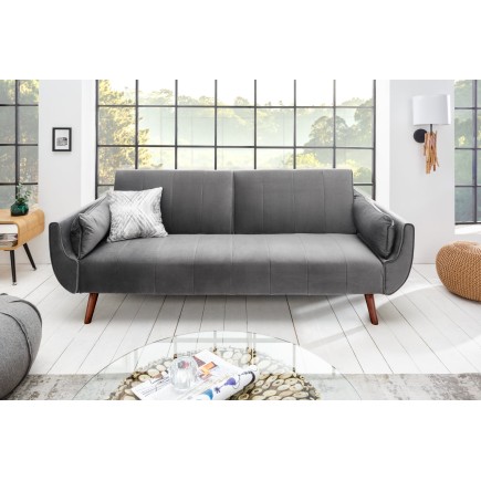 Canapé-lit DIVANI 215cm velours gris argenté