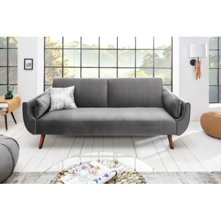 Canapé-lit DIVANI 215cm velours gris argenté
