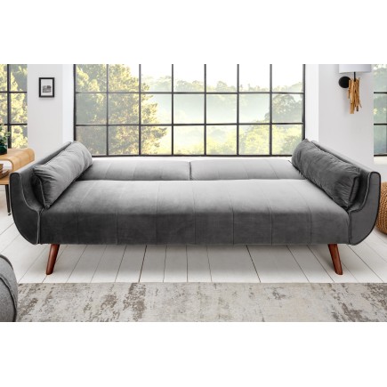 Canapé-lit DIVANI 215cm velours gris argenté 2