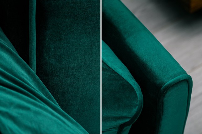 Canapé-lit DIVANI 215cm velours vert avec accoudoirs