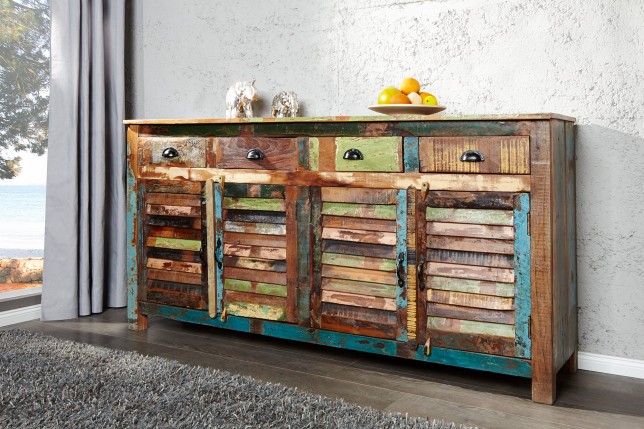 Buffet bas JAKARTA 160cm bois recyclé multicolore