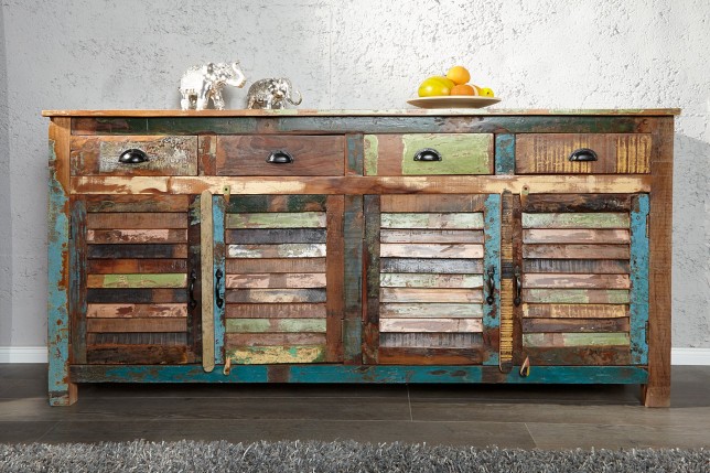 Buffet bas JAKARTA 160cm bois recyclé multicolore