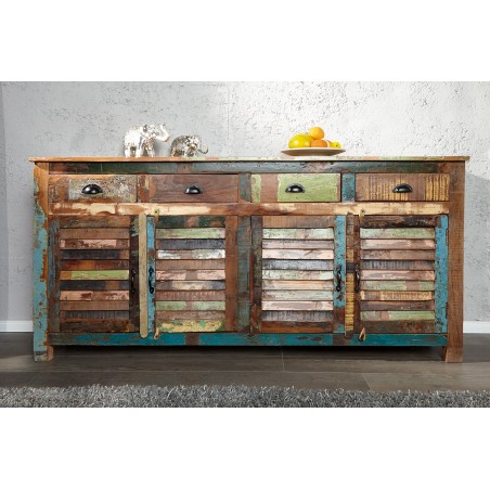 Buffet bas JAKARTA 160cm bois recyclé multicolore