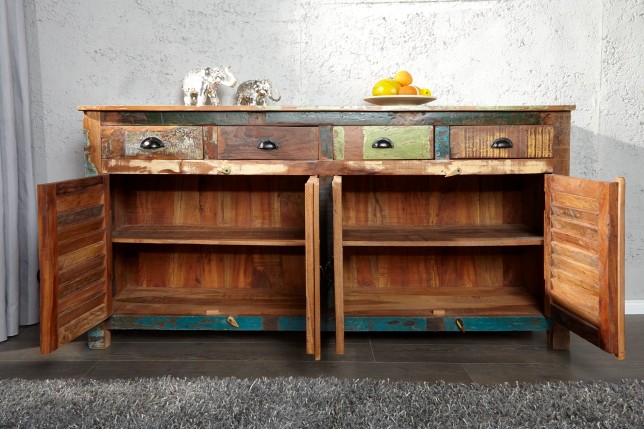Buffet bas JAKARTA 160cm bois recyclé multicolore