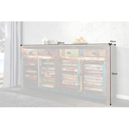 Buffet bas JAKARTA 160cm bois recyclé multicolore