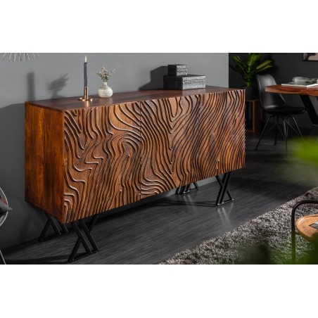 Buffet bas FLUID 160cm manguier massif brun verni