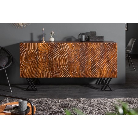 Buffet bas FLUID 160cm manguier massif brun verni