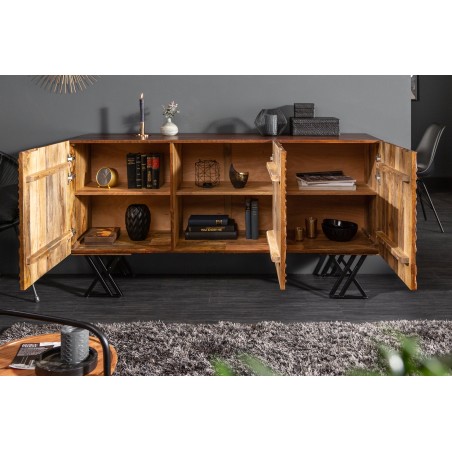 Buffet bas FLUID 160cm manguier massif brun verni