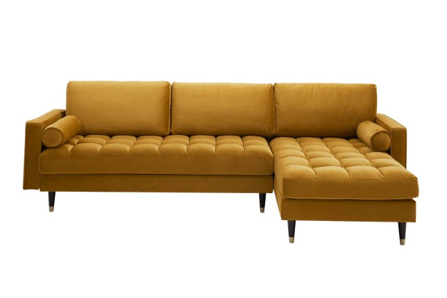 Canapé d'angle COZY VELVET 260cm Velours Moutarde