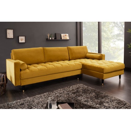 Canapé d'angle COZY VELVET 260cm en velours jaune moutarde 2