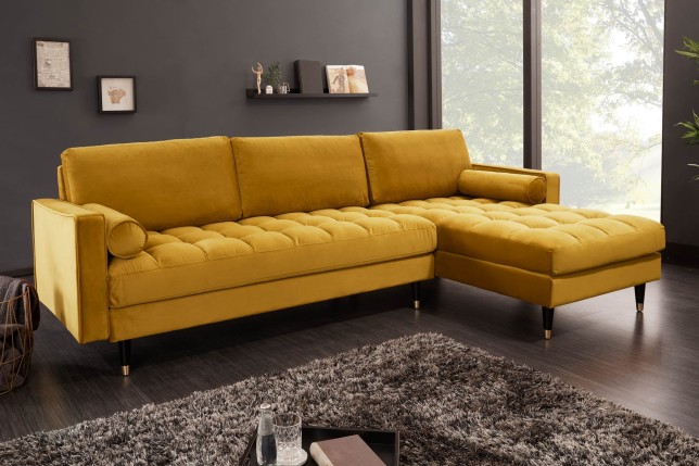 Canapé d'angle COZY VELVET 260cm Velours Moutarde
