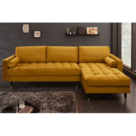 Canapé d'angle COZY VELVET 260cm Velours Moutarde