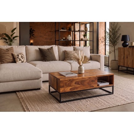 Table basse MAKASSAR FUNCTION sheesham massif relevable