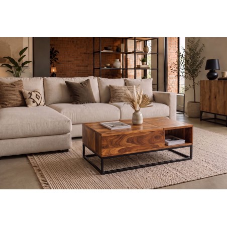 Table basse MAKASSAR FUNCTION sheesham massif relevable