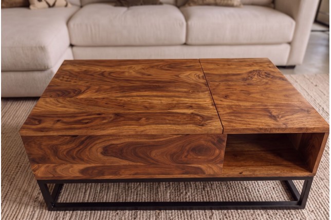 Table basse MAKASSAR FUNCTION sheesham massif relevable