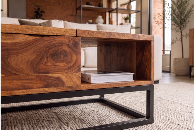 Table basse MAKASSAR FUNCTION sheesham massif relevable
