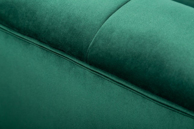 Canapé NOBLESSE 225cm Velours Vert Émeraude Pieds Dorés
