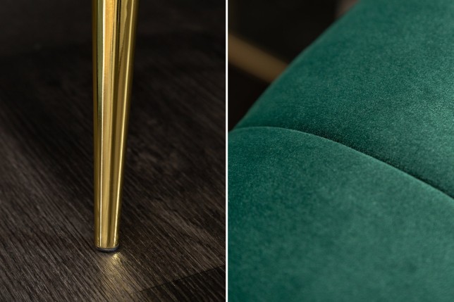 Canapé NOBLESSE 225cm Velours Vert Émeraude Pieds Dorés