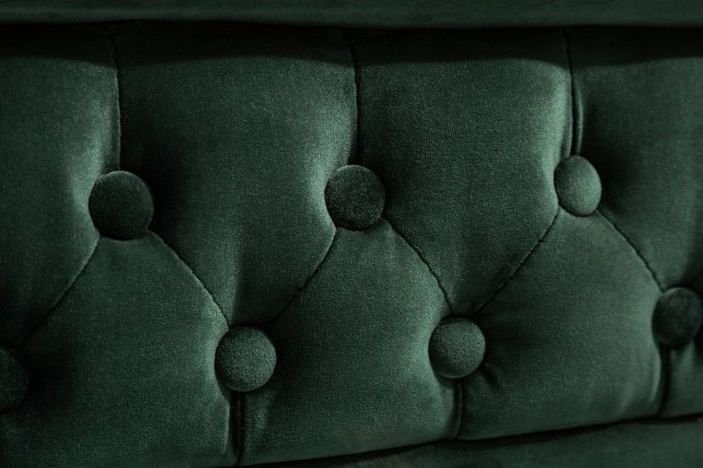 Canapé Chesterfield 3 places velours vert émeraude