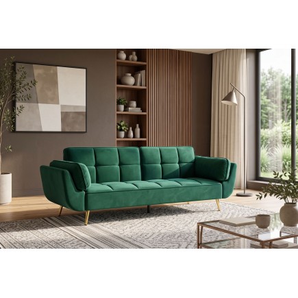 Canapé-lit BOUTIQUE 215cm velours vert émeraude