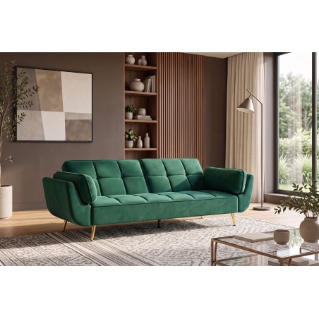 Canapé-lit BOUTIQUE 215cm velours vert émeraude