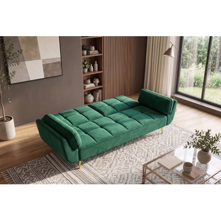 Canapé-lit BOUTIQUE 215cm velours vert émeraude