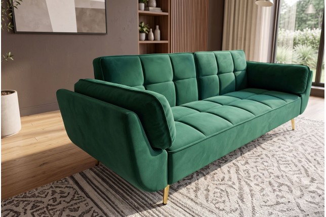 Canapé-lit BOUTIQUE 215cm velours vert émeraude
