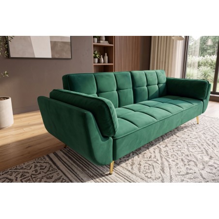 Canapé-lit BOUTIQUE 215cm velours vert émeraude