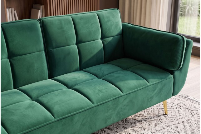 Canapé-lit BOUTIQUE 215cm velours vert émeraude