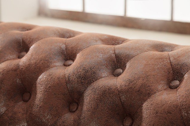 Canapé d'angle Chesterfield ottoman gauche microfibre marron