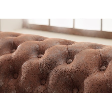 Canapé d'angle Chesterfield ottoman gauche microfibre marron