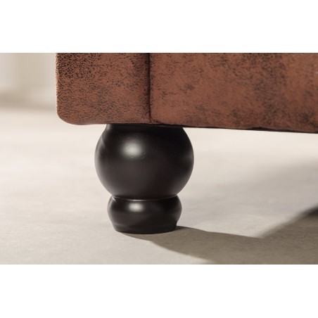 Canapé d'angle Chesterfield ottoman gauche microfibre marron