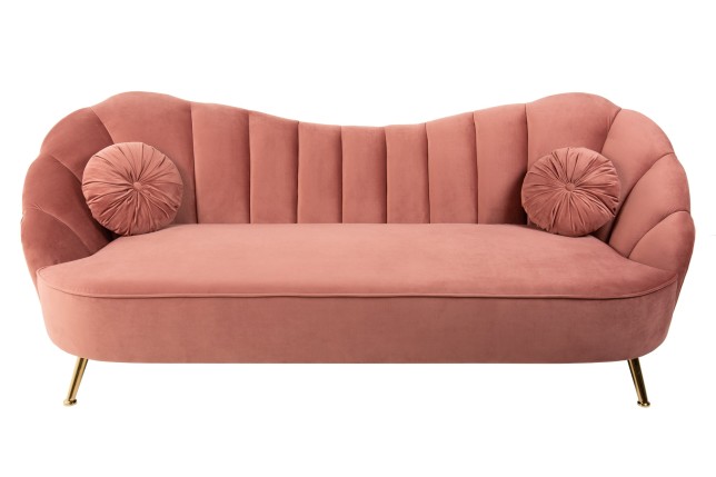 Canapé ARIELLE 220cm velours rose poudré