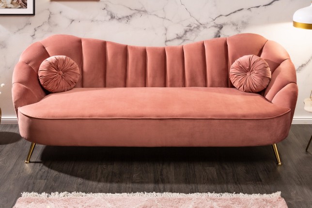 Canapé ARIELLE 220cm velours rose poudré