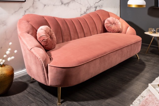 Canapé ARIELLE 220cm velours rose poudré