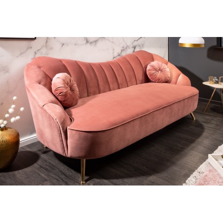 Canapé ARIELLE 220cm velours rose poudré