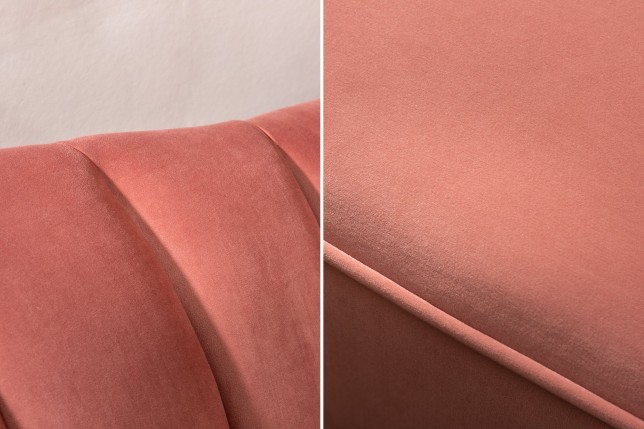Canapé ARIELLE 220cm velours rose poudré