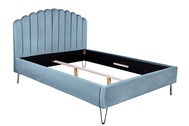 Lit PEARL 140x200cm velours aquamarine - Design chambre