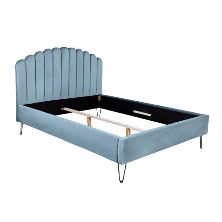 Lit PEARL 140x200cm velours aquamarine - Design chambre