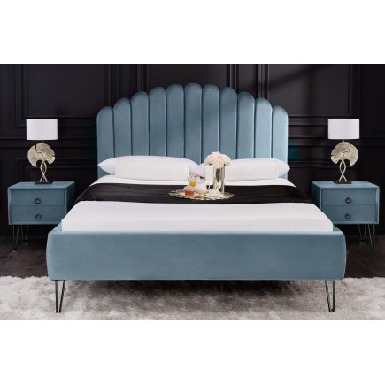 Lit PEARL 140x200cm velours aquamarine - Design chambre 2