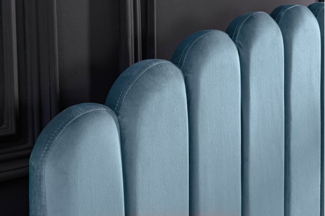 Lit PEARL 140x200cm velours aquamarine - Design chambre