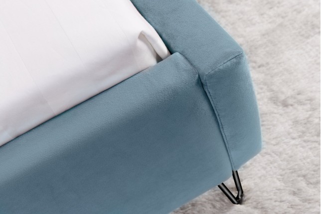 Lit PEARL 140x200cm velours aquamarine - Design chambre