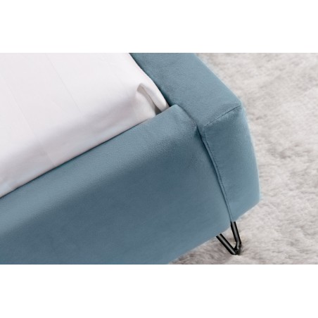 Lit PEARL 140x200cm velours aquamarine - Design chambre
