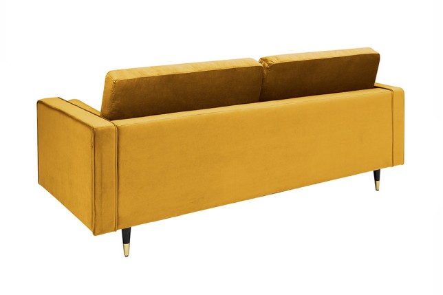Canapé COZY VELVET 220cm 3 places velours jaune moutarde