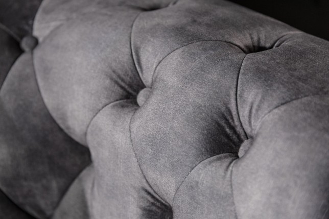 Canapé Chesterfield 205cm 3 places velours gris