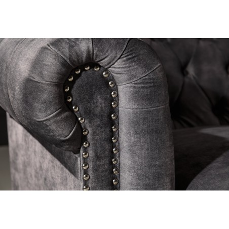 Canapé Chesterfield 205cm 3 places velours gris