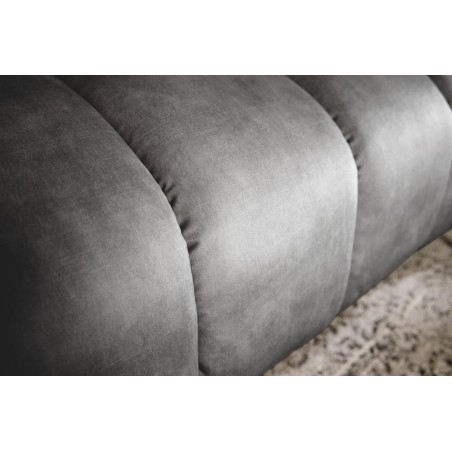 Canapé NOBLESSE 225cm Velours Gris 3 Places Pieds Noirs