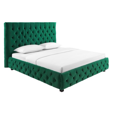 Lit PARIS CHESTERFIELD 180x200 velours vert foncé